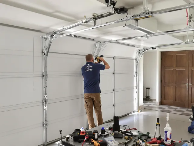 Upland Garage Door Repair certified technician performing precision garage door repair in Upland