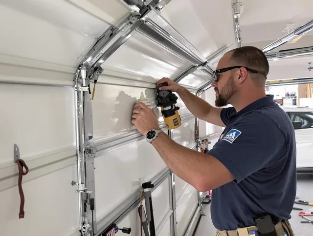 Upland Garage Door Repair technician quieting a noisy garage door in Upland