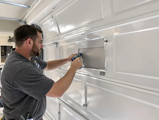 Garage door panel repair by Upland Garage Door Repair in Upland